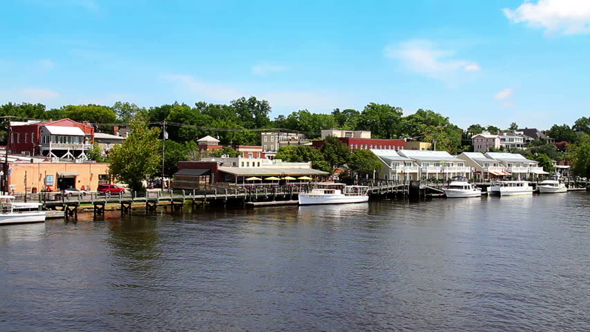 The Cape Fear Riverwalk In Wilmington, North Carolina. Stock Footage ...