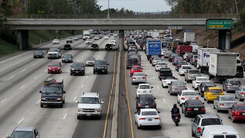 Los Angeles California - Circa November 2014. Overhead View Of Traffic ...