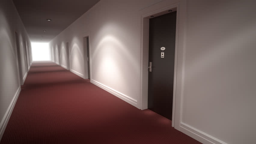02111 Long Bright Corridor With Lights And Door 02111 Long Bright Corridor With Lights And Door