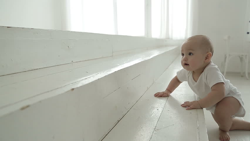 Baby Crawling On The Stairs Stock Footage Video 100 Royalty Free