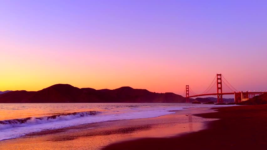 The Golden Gate Bridge As Stock Footage Video 100 Royalty Free The Golden Gate Bridge As Seen From Baker Beach At Sunset San Francisco California Usa