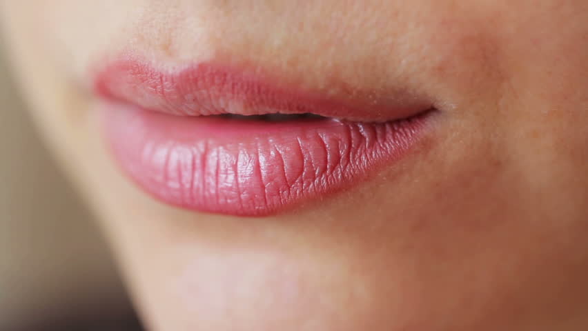 Extreme Close Up Of Woman Biting Her Lower Lip Stock Footage Video