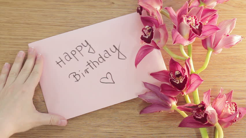 Happy Birthday Card With Flower Stock Footage Video 100