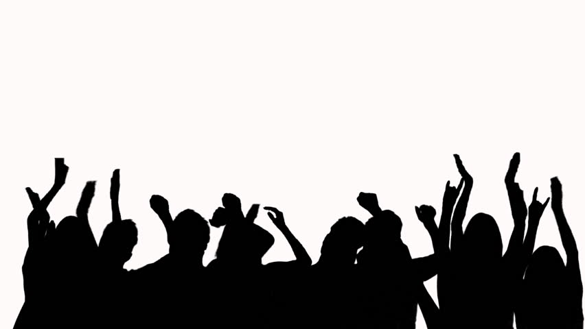 Cheering Crowd Silhouettes, Isolated On A White Background Stock ...