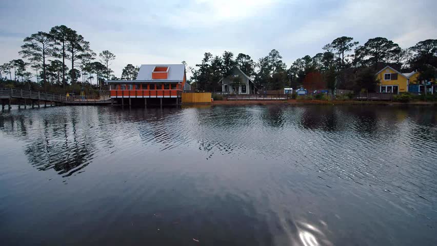 Colorful Cabins Near A Pond In Destin Florida